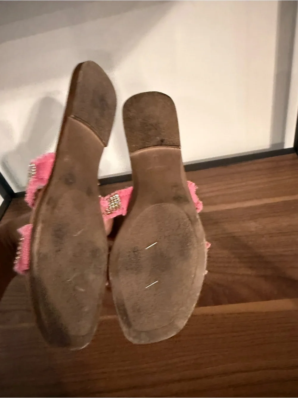 Kelly & Katie Pink Crystal Embellished Slide Sandals